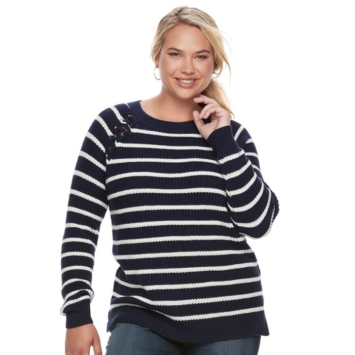 Juniors' Plus Size So&reg; Raglan Crewneck Sweater, Teens, Size: 2xl, Turquoise/blue (turq/aqua)