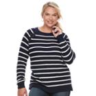 Juniors' Plus Size So&reg; Raglan Crewneck Sweater, Teens, Size: 2xl, Turquoise/blue (turq/aqua)