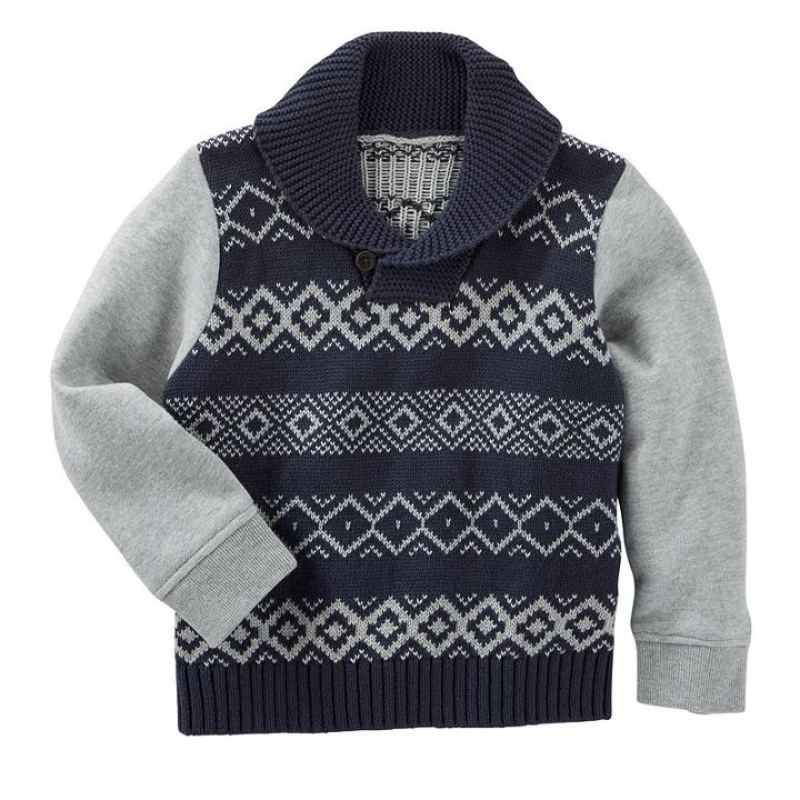 Boys 4-8 Oshkosh B'gosh&reg; Fairisle Shawl Collar Pullover, Boy's, Size: 4, Blue (navy)