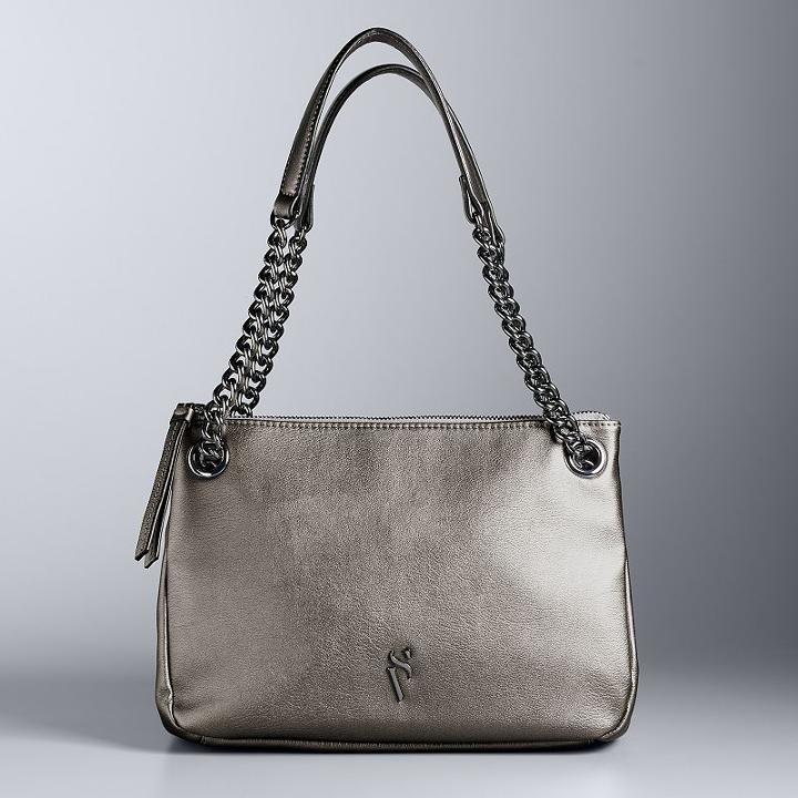Simply Vera Vera Wang Brent Triple Entry Shoulder Bag, Women's, Dark Grey