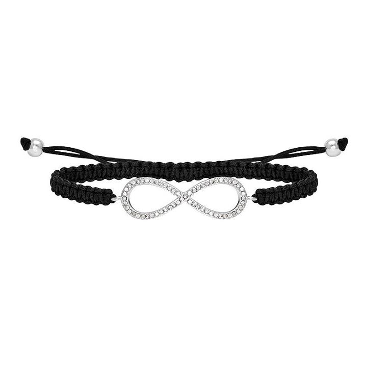 Silver-plated Crystal Infinity Slipknot Bracelet, Women's, Grey