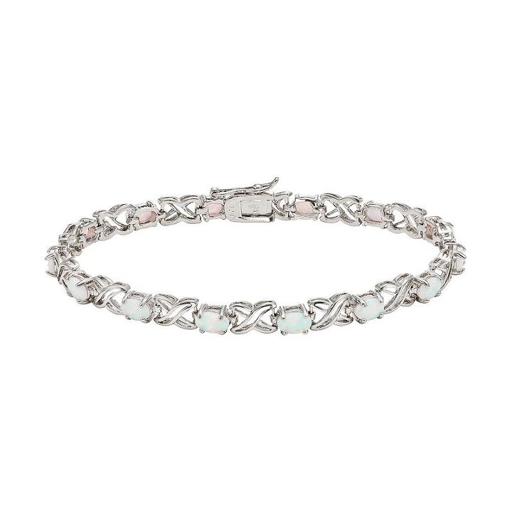 Lab-created Opal Sterling Silver Xo Bracelet, Women's, Size: 7.25, White