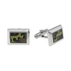 Stainless Steel Camouflage Rectangle Cuff Links, Men's, Brown