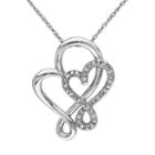 1/10 Carat T.w. Diamond 10k White Gold Double Heart Pendant Necklace, Women's, Size: 17