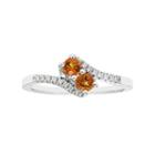 Sterling Silver Citrine Two Stone & Diamond Accent Bypass Ring, Women's, Size: 7, Orange