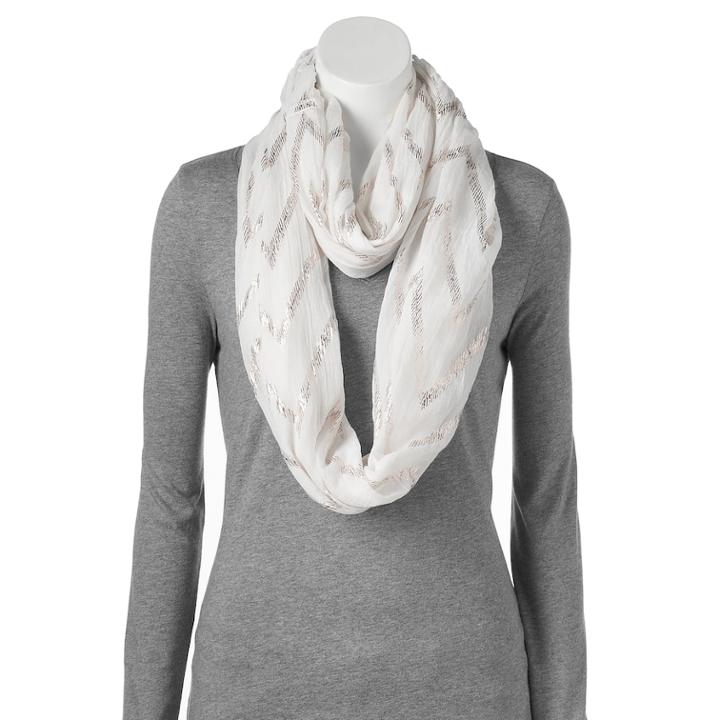 Apt. 9&reg; Foil Zigzag Infinity Scarf, Women's, Natural