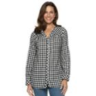 Women's Croft & Barrow&reg; Plaid Flannel Shirt, Size: Medium, Black