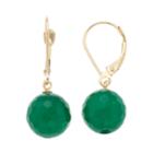 14k Gold Agate Drop Earrings, Women's, Green