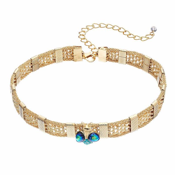 Bug Mesh Choker Necklace, Women's, Gold