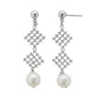 Sterling Silver Freshwater Cultured Pearl Drop Earrings, Women's, White