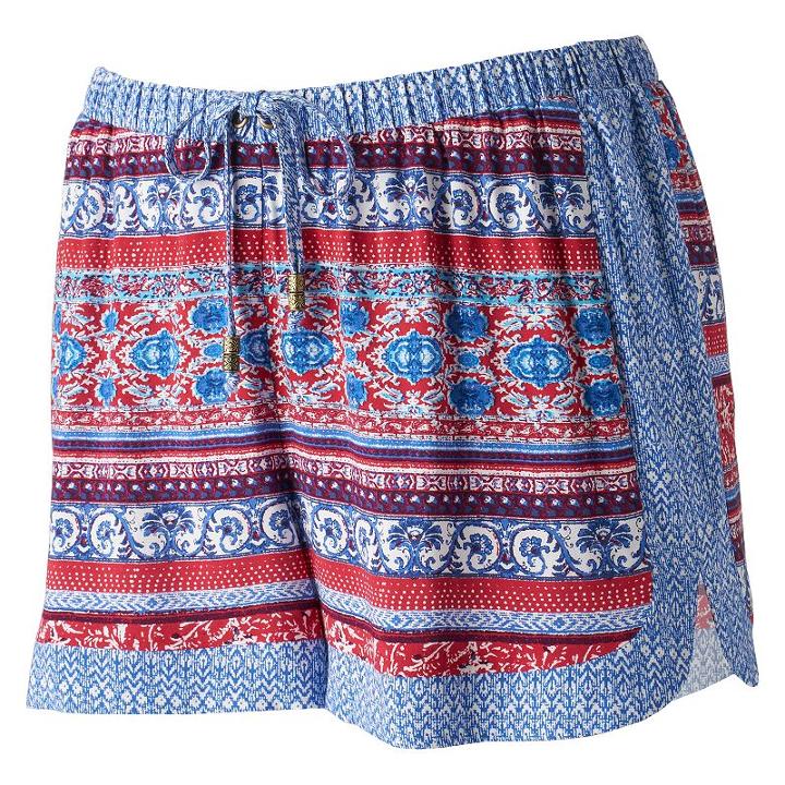 Juniors' Pink Republic Mix-print Shortie Shorts, Girl's, Size: Small, Red Other