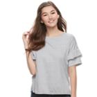 Juniors' So&reg; Double Ruffle Top, Teens, Size: Xxs, Med Grey