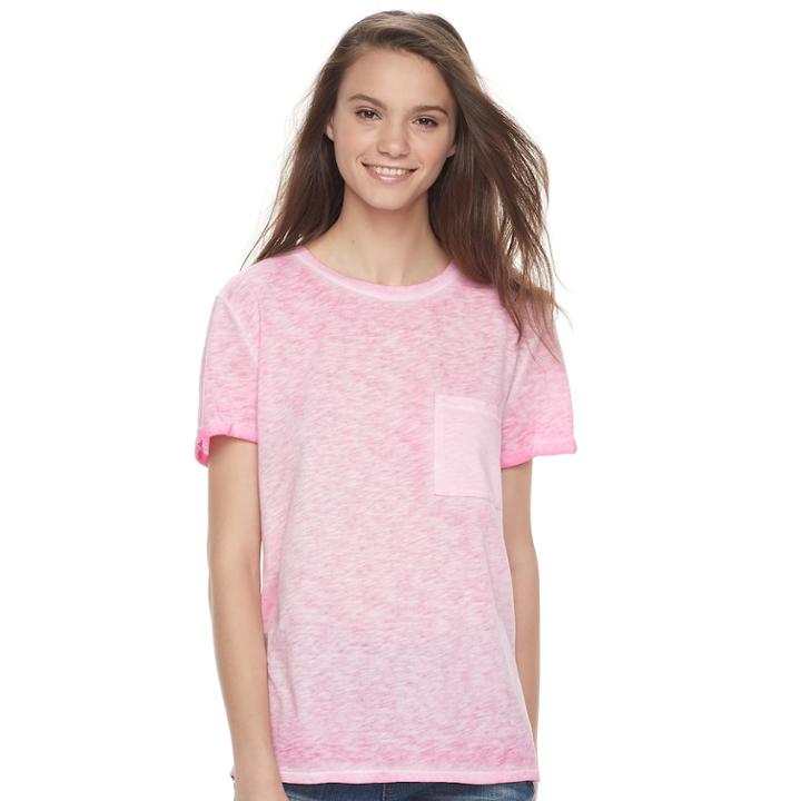 Juniors' So&reg; 1-pocket Heathered Tee, Teens, Size: Large, Med Pink