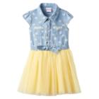 Girls 4-6x Nannette Daisy Chambray Top Tulle Skirt Dress, Girl's, Size: 4, Blue