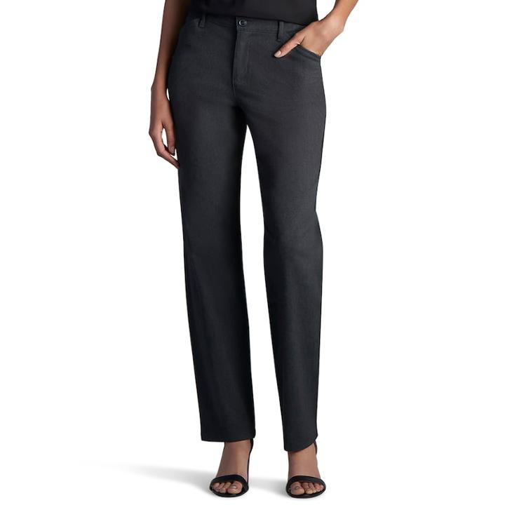 Petite Lee All Day Relaxed Straight-leg Twill Mid-rise Pants, Women's, Size: 8p - Short, Grey (charcoal)