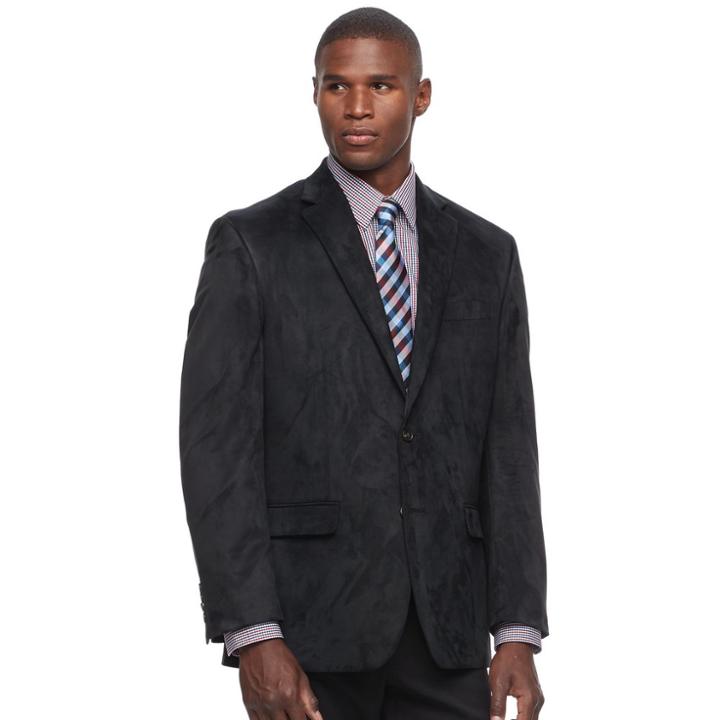 Men's Chaps Classic-fit Faux-suede Stretch Sport Coat, Size: 42 Short, Black