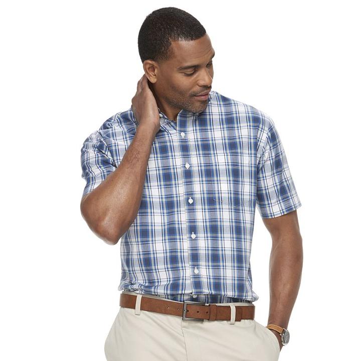 Men's Croft & Barrow&reg; True Comfort Classic Fit Stretch Patterned Button Down Shirt, Size: Xxl, Blue