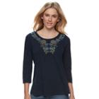 Women's Sonoma Goods For Life&trade; Embroidered Tee, Size: Xxl, Blue (navy)