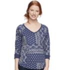 Women's Sonoma Goods For Life&trade; Drop Sleeve V-neck Sweatshirt, Size: Medium, Dark Blue