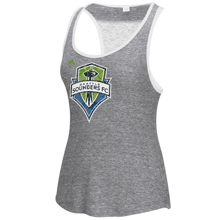 Women's Adidas Seattle Sounders Pearl Logo Lace Back Tank Top, Size: Xl, White