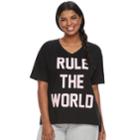 Juniors' Plus Size So&reg; Pajamas: Short Sleeve Graphic Tee, Teens, Size: 2xl, Black