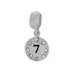 Individuality Beads Sterling Silver Crystal Number Charm, Women's, White