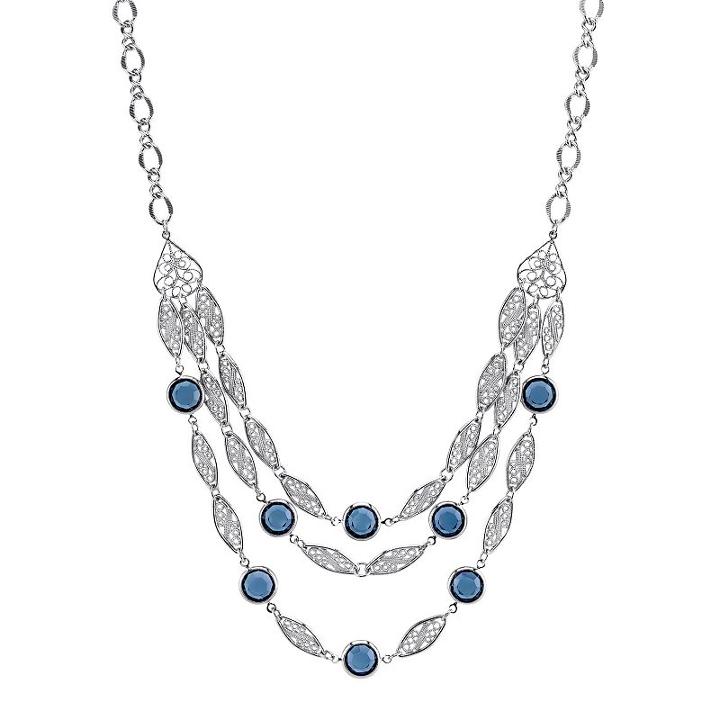 1928 Blue Marquise Swag Necklace, Women's, Size: 18