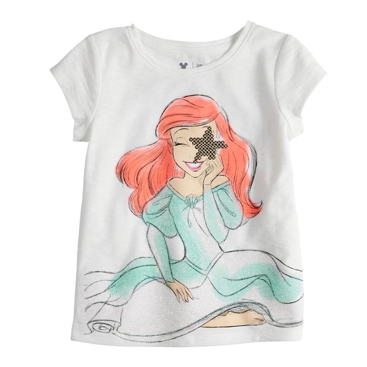 Disney's Ariel Toddler Girl Sequin & Glitter Graphic Tee By Disney/jumping Beans&reg;, Size: 4t, White