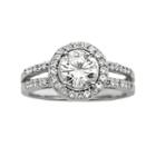 Forever Brilliant Round-cut Lab-created Moissanite Halo Engagement Ring In 14k White Gold (1 2/5 Ct. T.w.), Women's