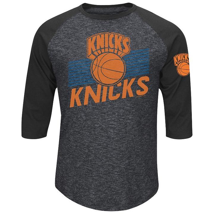 Big & Tall New York Knicks Raglan Tee, Men's, Size: Xlt, Grey (charcoal)