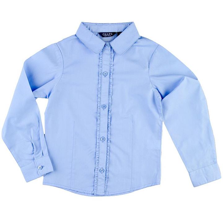 Girls 7-16 Chaps Ruffled Woven School Uniform Shirt, Girl's, Size: Xl, Blue Other
