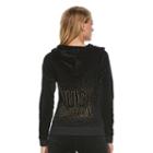 Women's Juicy Couture Embellished Velour Hoodie Jacket, Size: Large, Black