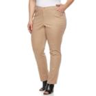 Plus Size Gloria Vanderbilt Anita Twill Straight-leg Pants, Women's, Size: 20 - Regular, Beig/green (beig/khaki)