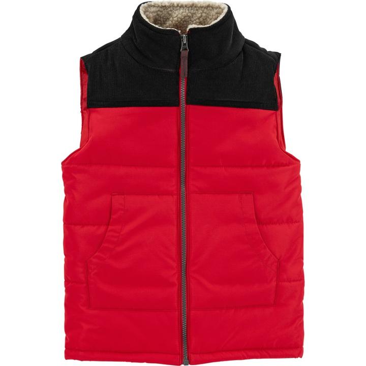 Boys 4-12 Carter's Quilted Colorblock Zip Vest, Size: 10/12, Red