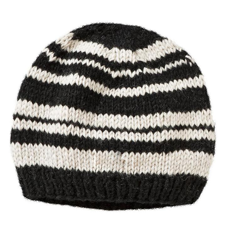 Women's Sijjl Striped Wool Beanie, Black