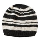 Women's Sijjl Striped Wool Beanie, Black