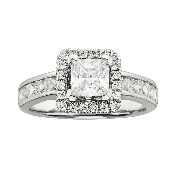 Princess-cut Igl Certified Diamond Frame Engagement Ring In 14k White Gold (2-ct. T.w.), Women's, Size: 8.50
