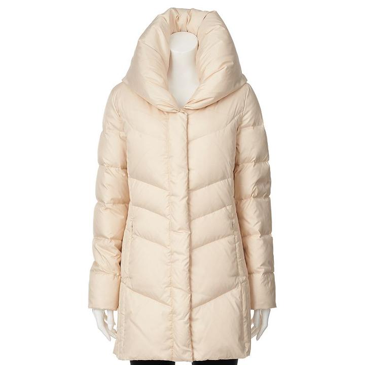 Women's Hemisphere Pillow Collar Down Puffer Jacket, Size: Medium, Beige Oth