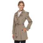 Women's Tower By London Fog Hooded Double Lapel Raincoat, Size: Medium, Lt Beige