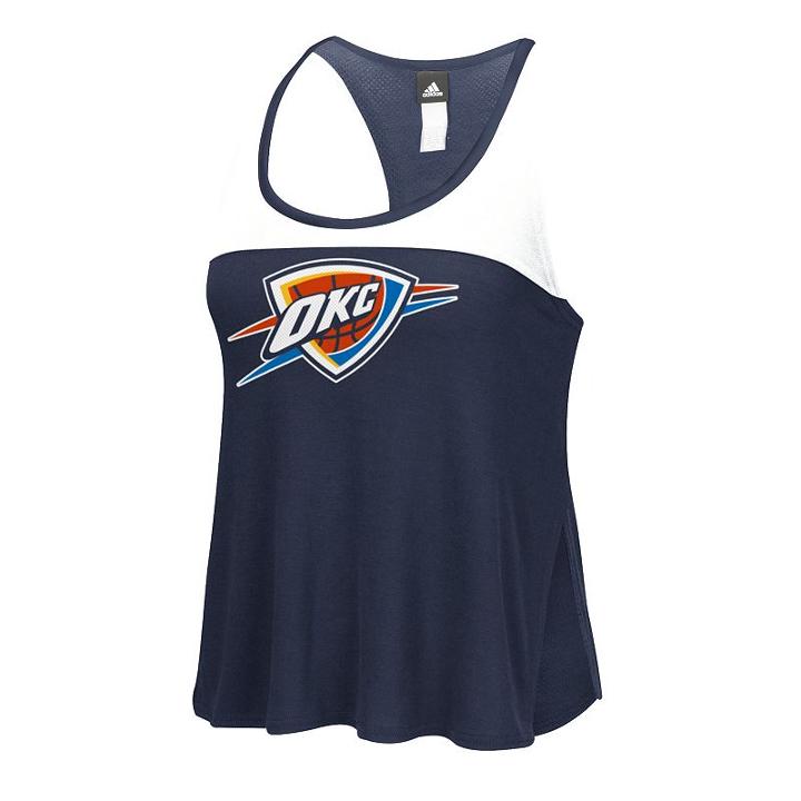 Women's Adidas Oklahoma City Thunder Finished Tank Top, Size: Xl, Blue (navy)