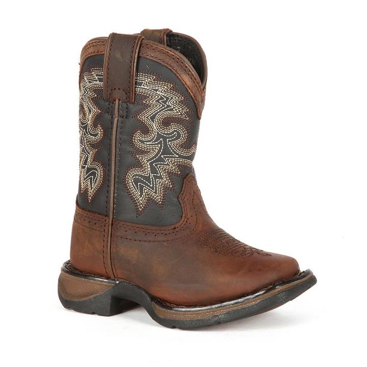 Lil Durango Boys' Full Grain Saddle Western Boots, Size: 6.5, Brown