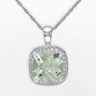 10k White Gold Green Quartz And 1/10-ct. T.w. Diamond Halo Pendant, Women's, Size: 17