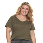 Plus Size Sonoma Goods For Life&trade; Essential V-neck Tee, Women's, Size: 0x, Green