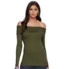 Women's Jennifer Lopez Off-the-shoulder Ribbed Top, Size: Xl, Dark Green
