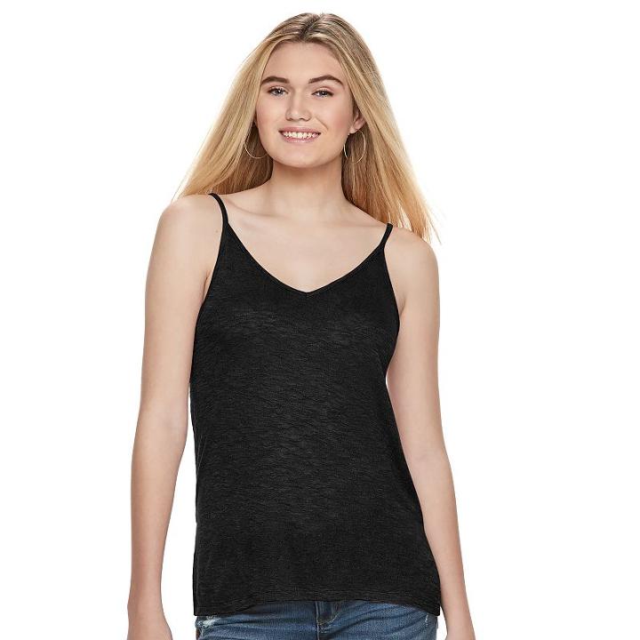 Juniors' Mudd&reg; Double V-neck Camisole, Girl's, Size: Xl, Black