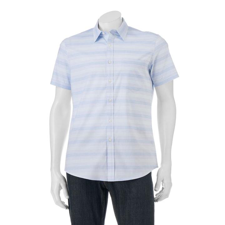 Men's Apt. 9&reg; Slim-fit Patterned Stretch Button-down Shirt, Size: Xlg Slim, Blue