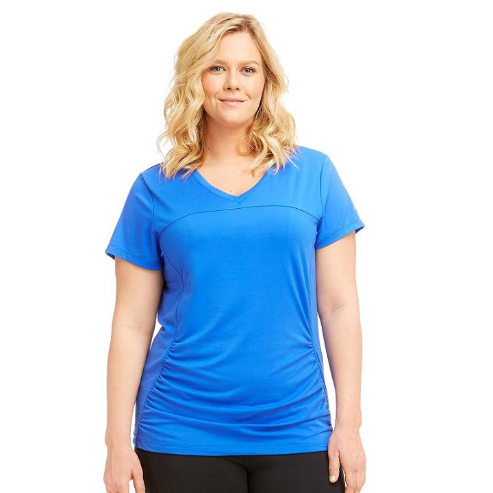 Plus Size Marika Curves Elizabeth Shirred Workout Tee, Women's, Size: 1xl, Med Blue