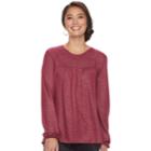 Women's Sonoma Goods For Life&trade; Lurex Striped Babydoll Top, Size: Small, Med Red