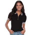 Juniors' Candie's&reg; Zip Front Top, Teens, Size: Large, Black
