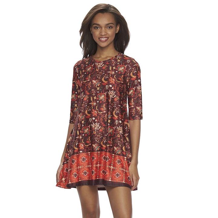 Juniors' About A Girl Graphic Swing Dress, Size: Small, Red Other